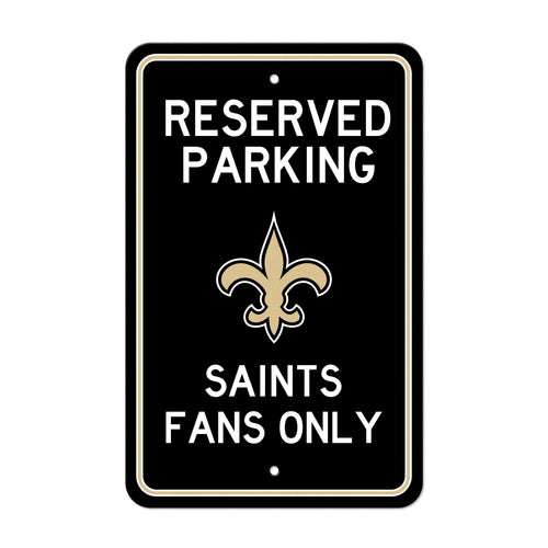 New Orleans Saints Mancave parking sign by Logo Brands, featuring team logo and graphics for sports fan decor.