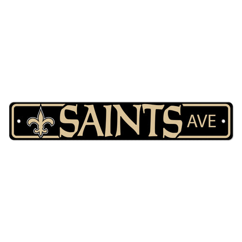 New Orleans Saints Mancave street sign by Logo Brands, featuring team logo and bold graphics for sports fan decor.