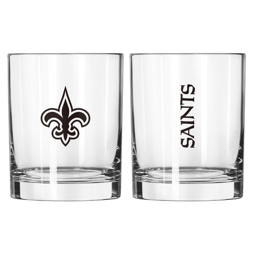 New Orleans Saints 14oz Gameday Rocks Glass, branded drinkware with team logo and design for football fans.