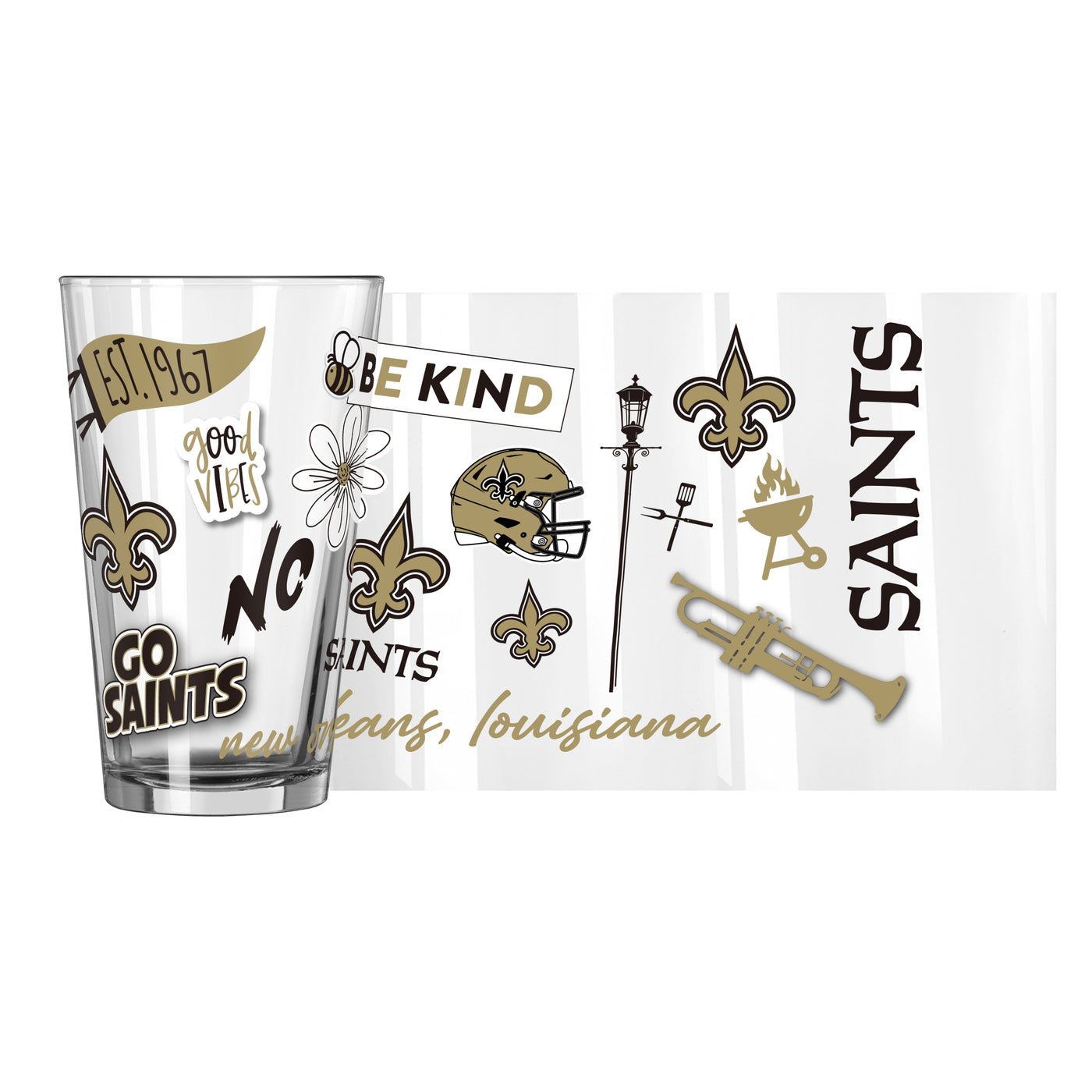 New Orleans Saints 16oz Native Pint Glass