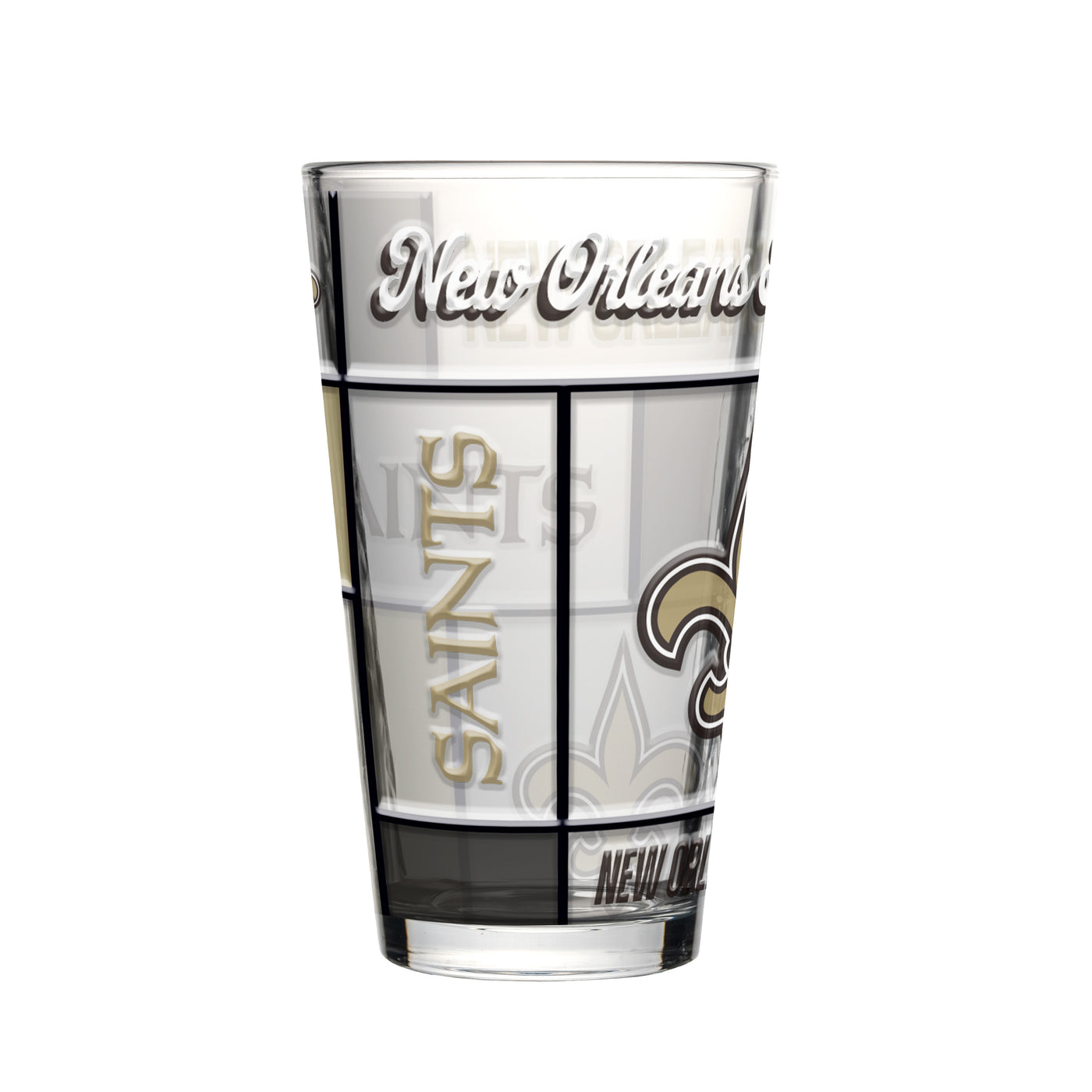 New Orleans Saints 16oz Quilted Stained Pint Glass