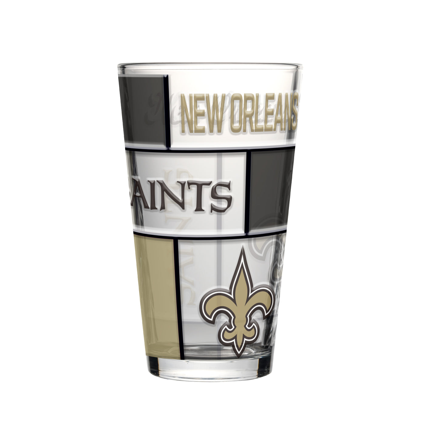 New Orleans Saints 16oz Quilted Stained Pint Glass