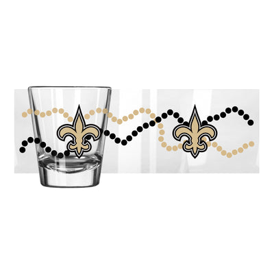 New Orleans Saints 2oz Mardi Gras Beads Shot Glass