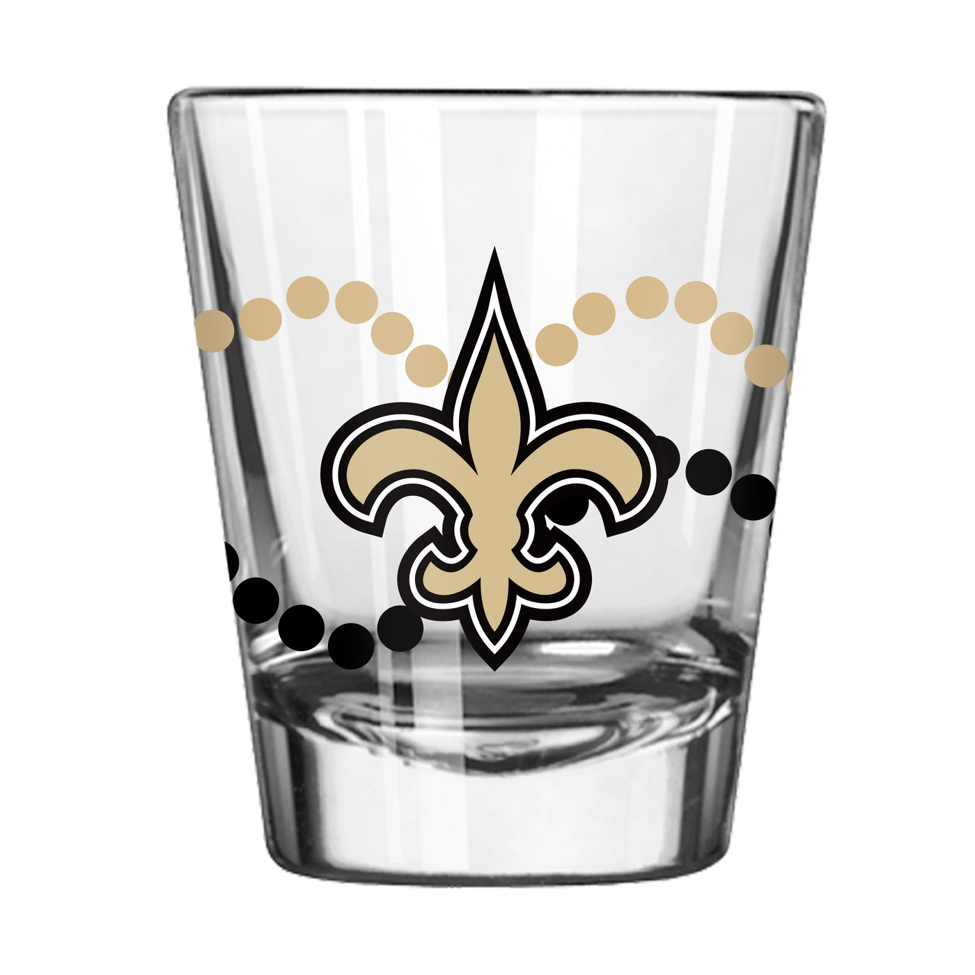 New Orleans Saints 2oz Mardi Gras Beads Shot Glass