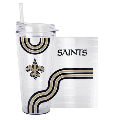 New Orleans Saints 22oz Waves Dbl Wall Clear Tumbler