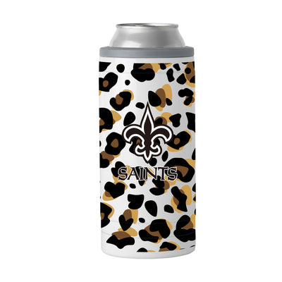 New Orleans Saints 12oz Neutral Leopard Slim Can Coolie