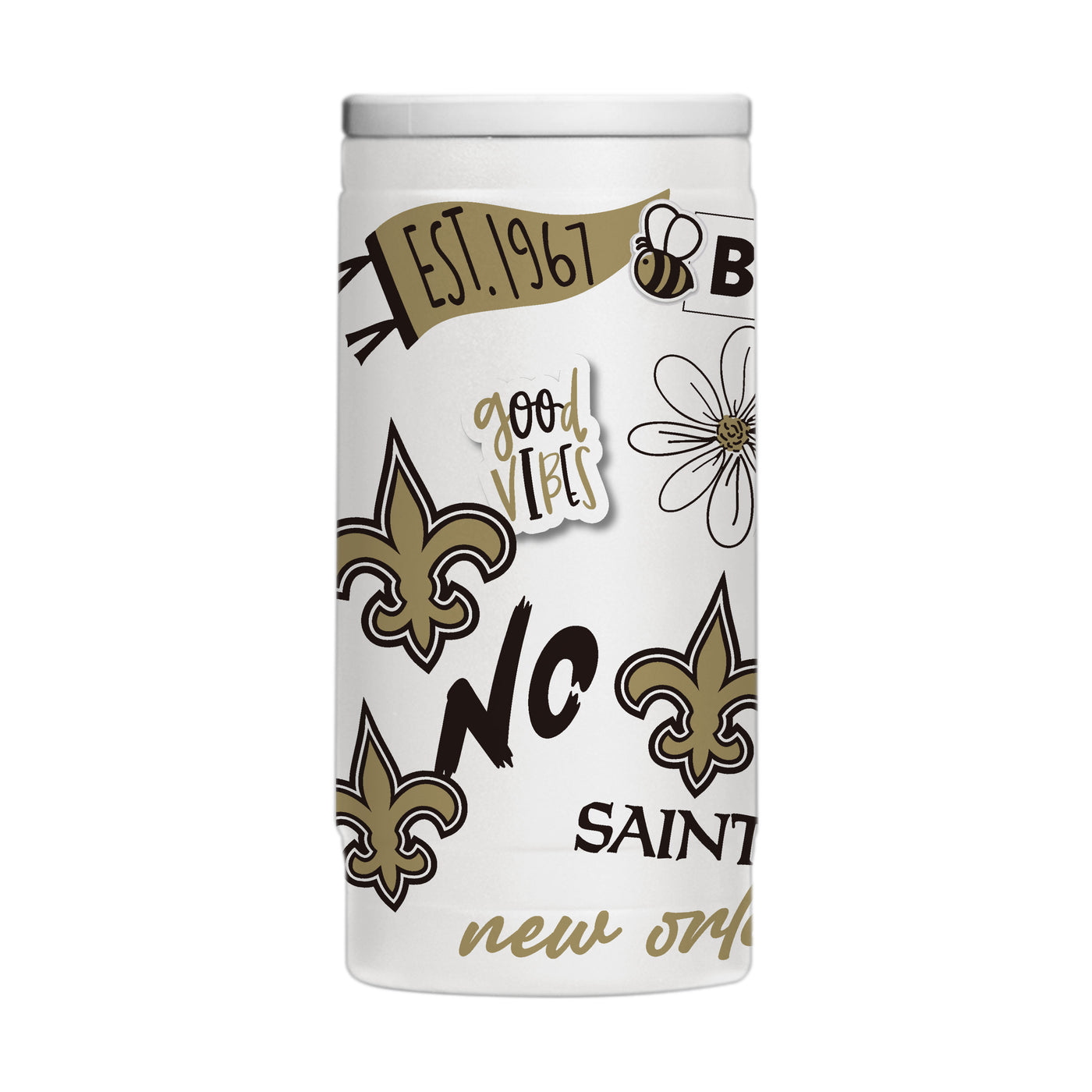 New Orleans Saints 12oz Native Powdercoat SlimCan Coolie
