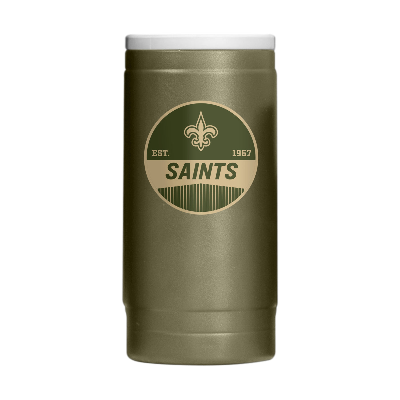 New Orleans Saints  Badge Powder Coat Slim Can Coolie