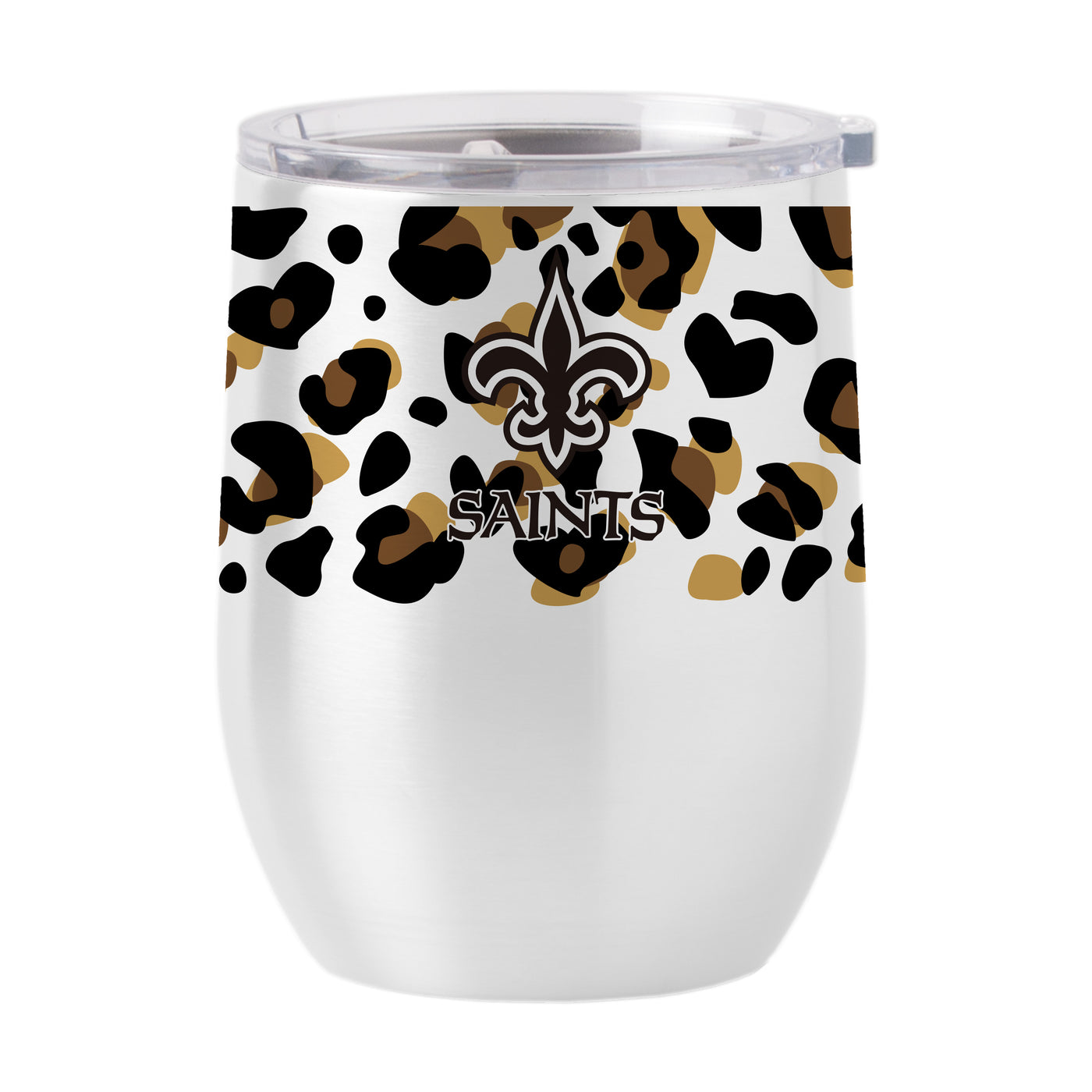 New Orleans Saints 16oz Neutral Leopard Stainless Curved Beverage