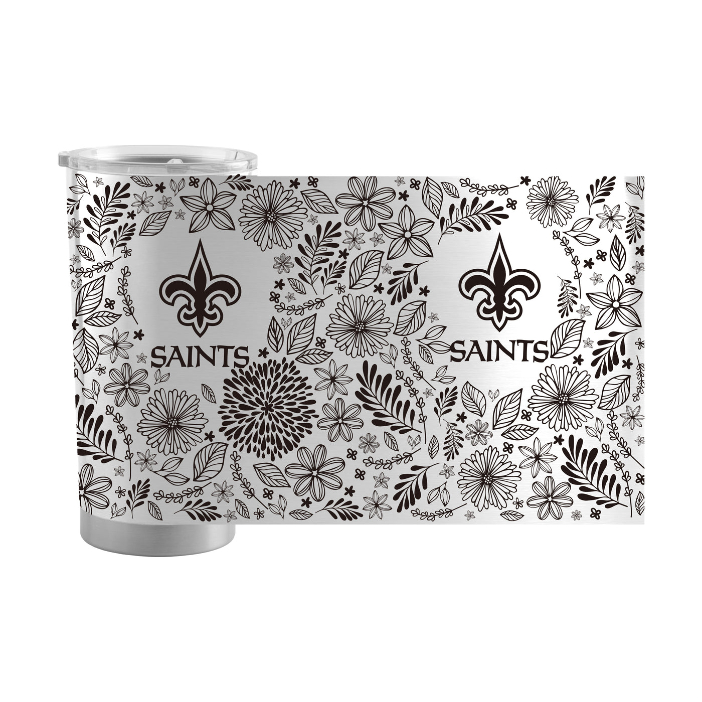 New Orleans Saints 20oz Botanical Stainless Steel Tumbler