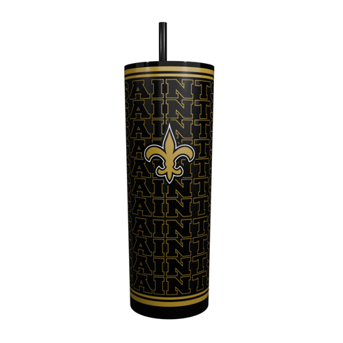 New Orleans Saints 30oz Echo SS straw tumbler with team logo, stainless steel drinkware for fans of the NFL team.