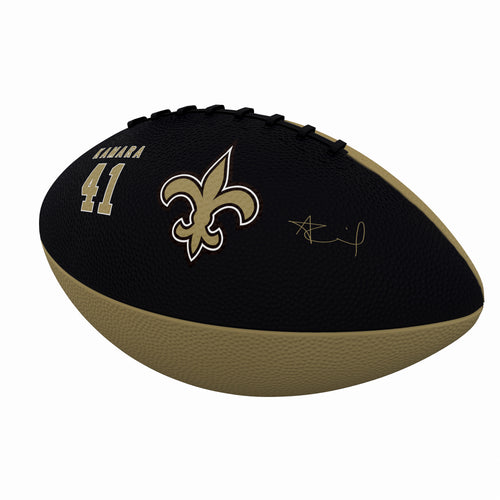 Mini rubber football featuring New Orleans Saints Alvin Kamara, ideal for recreation and display, by Logo Brands.