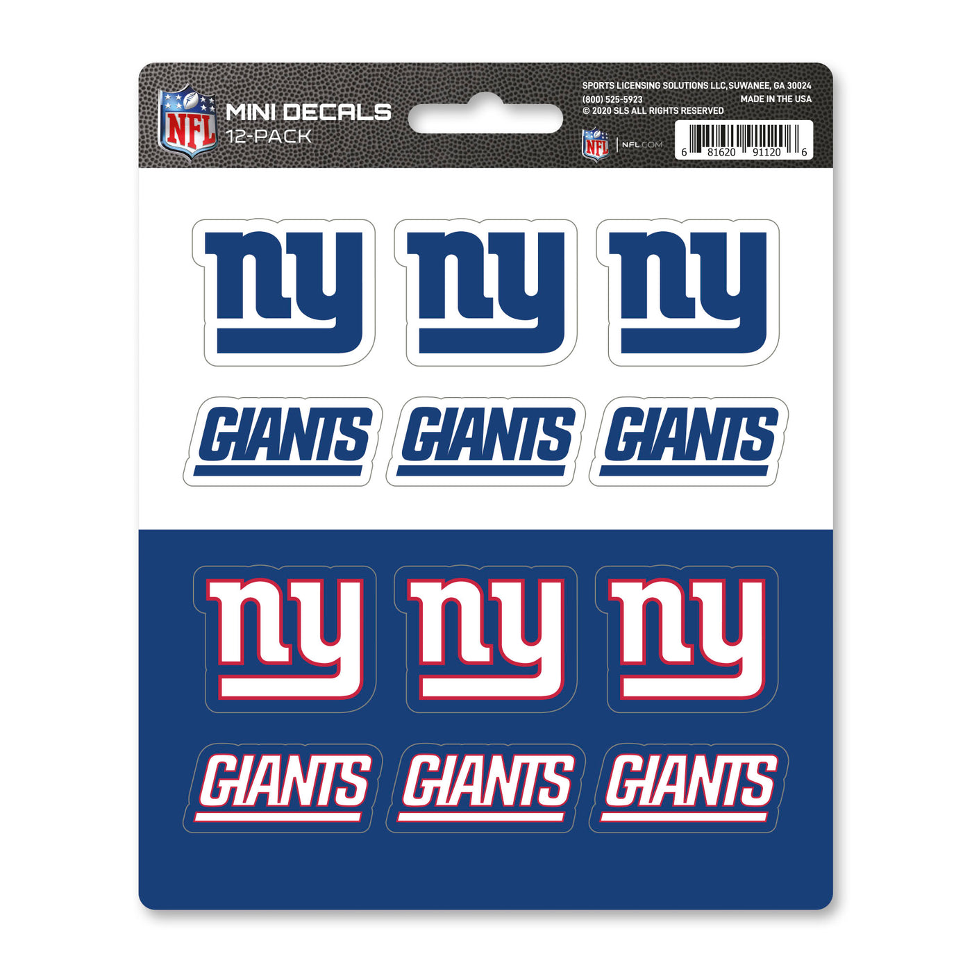 NFL - New York Giants Mini Decal 12-pk