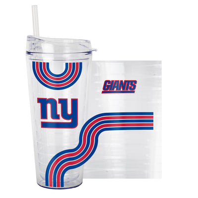 New York Giants 22oz Waves Dbl Wall Clear Tumbler