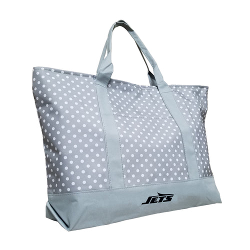 Leopard pattern tote bag by Logo Brands featuring New York Jets logo, spacious design, and sturdy handles for everyday use.