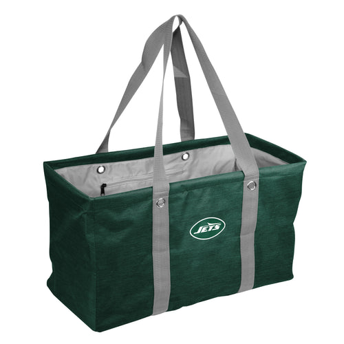 New York Jets crosshatch picnic caddy bag by Logo Brands with handles and multiple compartments, perfect for outdoor gatherings.