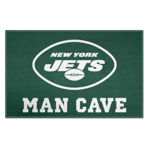 NFL New York Jets Man Cave Starter mat by Logo Brands featuring Jets logo and team colors for sports-themed decor.