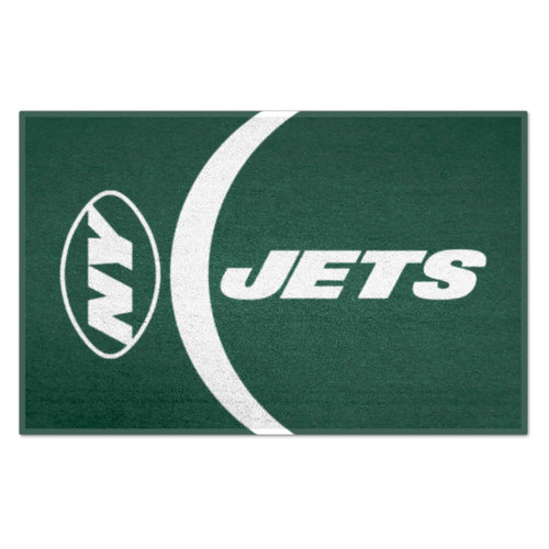 NFL New York Jets starter mat featuring team logo and uniform design, perfect for sports fans or game room decor.