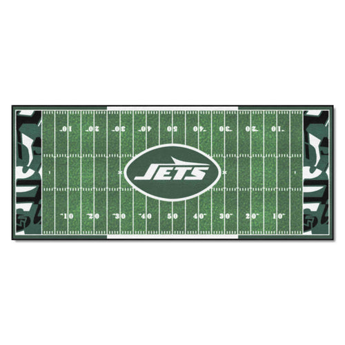 NFL New York Jets FOOTRUN mat by Logo Brands, featuring team logo and vibrant design, ideal for sports-themed home decor.