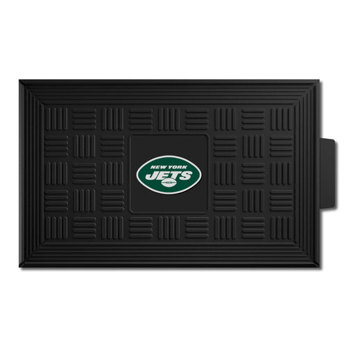 New York Jets NFL medallion door mat with team logo and vibrant design, perfect for Jets fans' entryways.