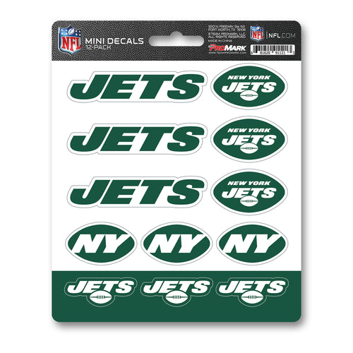 Set of 12 NFL New York Jets mini decals featuring team logo graphics, ideal for decorating surfaces or accessories.