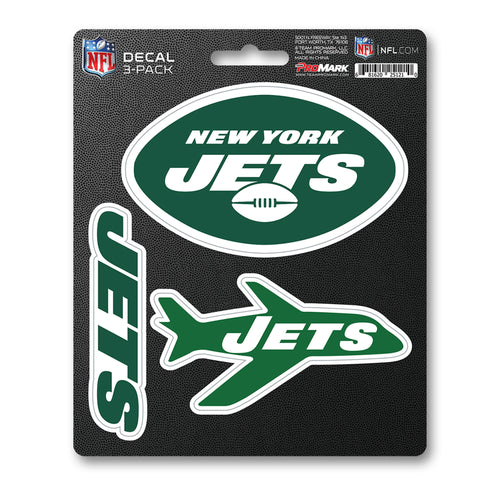 Set of three NFL New York Jets decals featuring team logo designs, perfect for decorating surfaces.