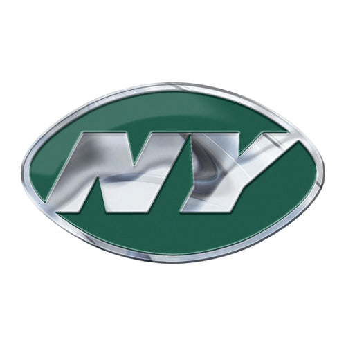 New York Jets NFL embossed color emblem by Logo Brands, featuring team logo and vibrant team colors on a detailed emblem.