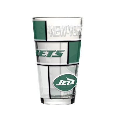New York Jets 16oz Quilted Stained Pint Glass