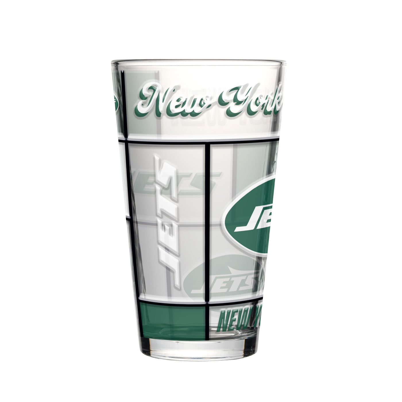 New York Jets 16oz Quilted Stained Pint Glass