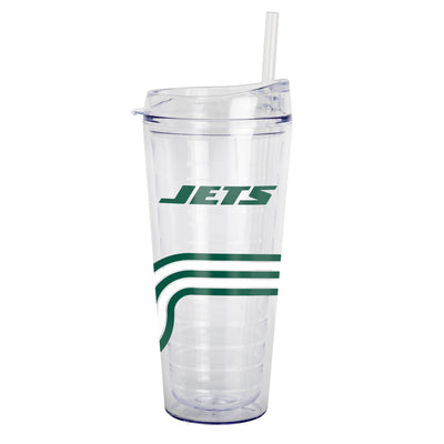 New York Jets 22oz Waves Dbl Wall Clear Tumbler