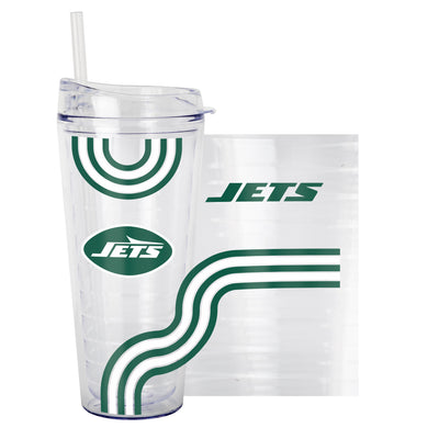 New York Jets 22oz Waves Dbl Wall Clear Tumbler