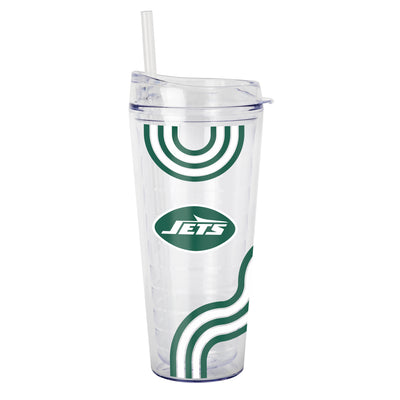 New York Jets 22oz Waves Dbl Wall Clear Tumbler