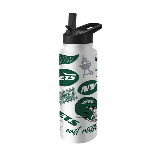 NY Jets 34oz Native Quencher Bottle drinkware with Jets logo and vibrant team colors, designed for hydration and sports fans.