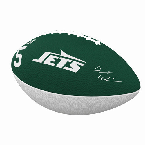 Junior size rubber football featuring NY Jets Garrett Wilson logo, ideal for recreation and outdoor play.