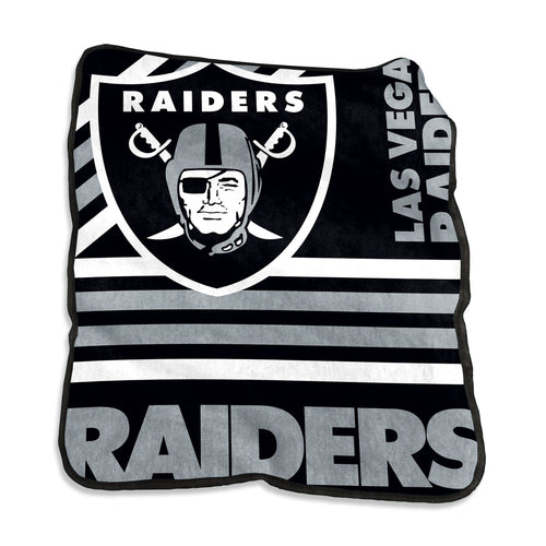 Las Vegas Raiders Raschel throw blanket by Logo Brands, soft and cozy with Raiders logo design, ideal for fans and comfort.