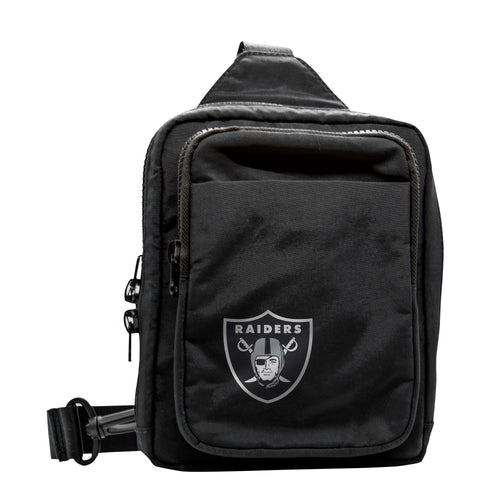 Las Vegas Raiders Dash Pack bag by Logo Brands featuring team logo and sports-themed design on black background.