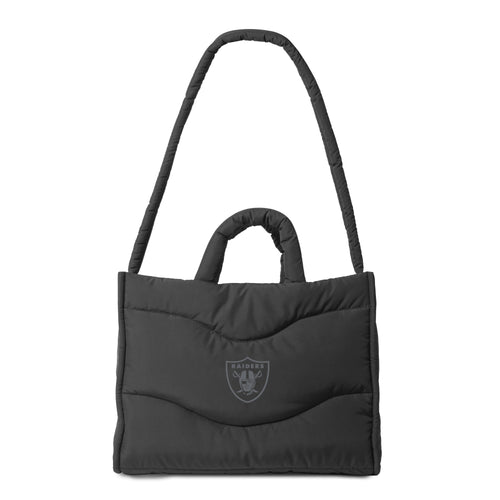 Las Vegas Raiders Wave Black Puff Tote bag by Logo Brands, featuring team logo and stylish black puff design, for fans.