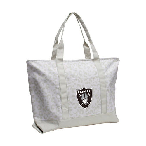 Las Vegas Raiders leopard pattern tote bag by Logo Brands with durable handles and spacious interior, perfect for fans.