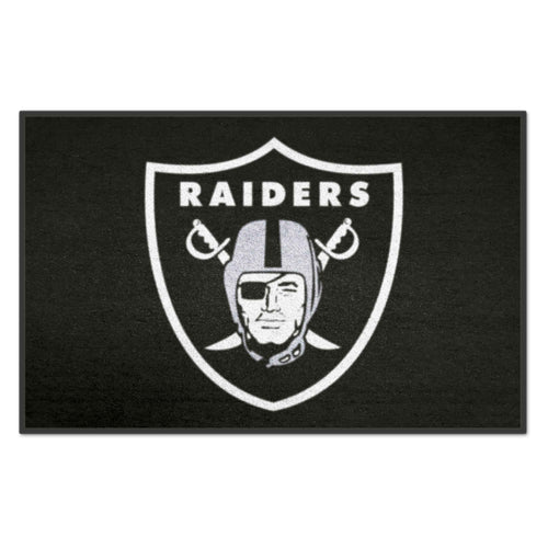 Las Vegas Raiders NFL starter mat by Logo Brands, featuring the team logo and vibrant design for game day decor.