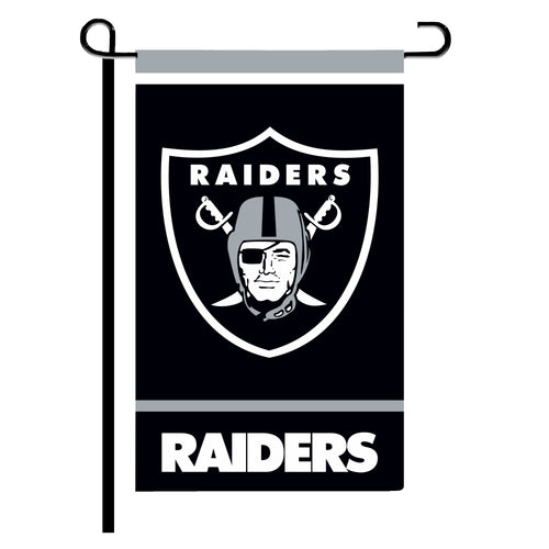 Las Vegas Raiders garden flag 12x18 featuring the team logo, ideal for outdoor decor from Logo Brands