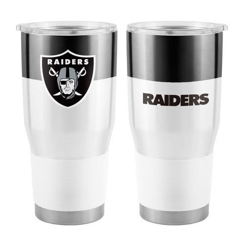 Las Vegas Raiders 30oz stainless steel colorblock tumbler with team logo, durable drinkware for fans and on-the-go use.