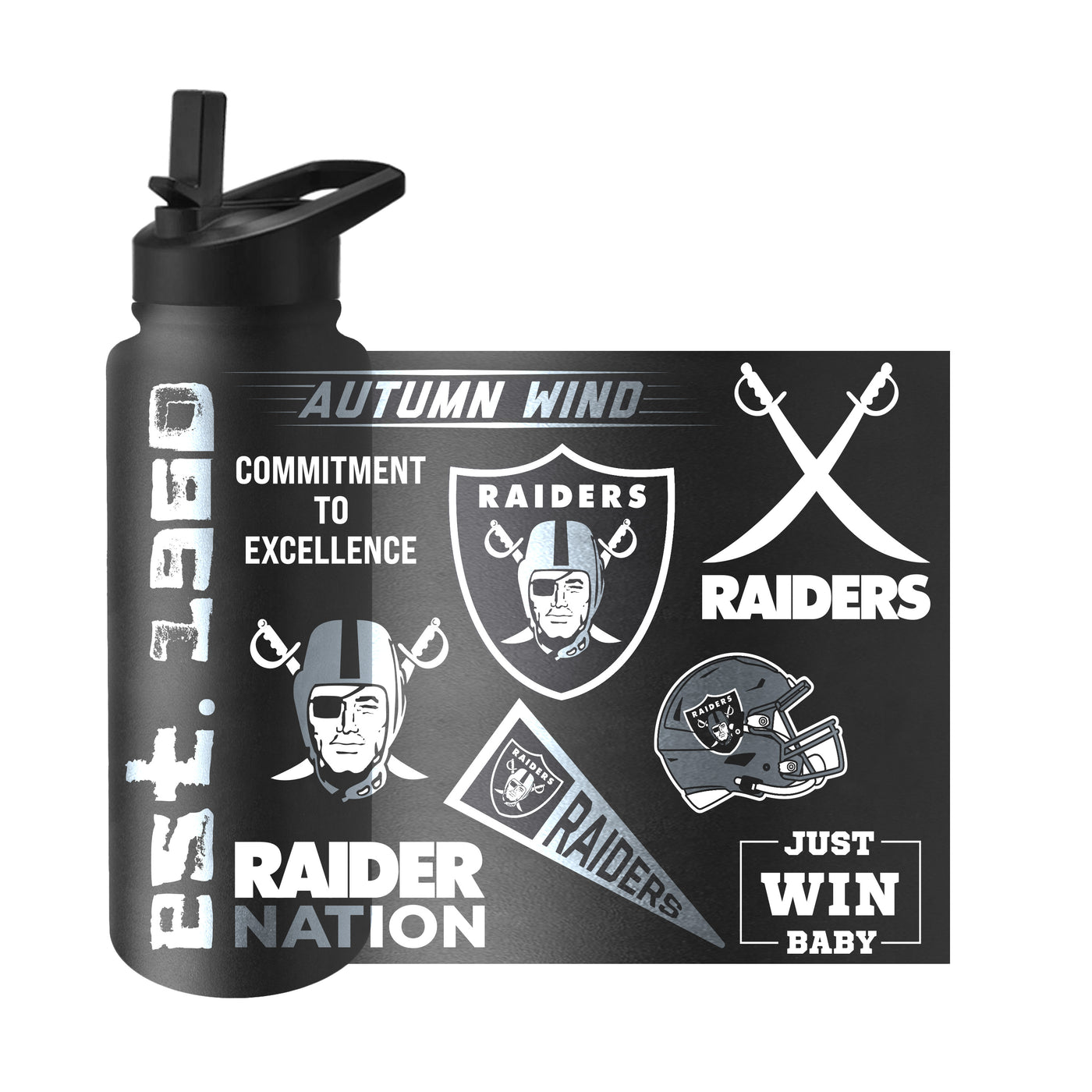 Las Vegas Raiders Alternate Black 34oz Native Quencher Bottle