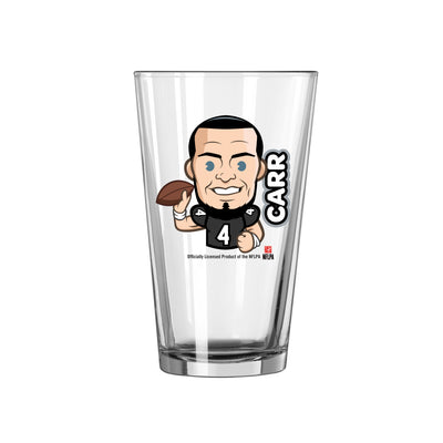 LV Raiders Derek Carr Caricature 16oz Pint Glass - Logo Brands