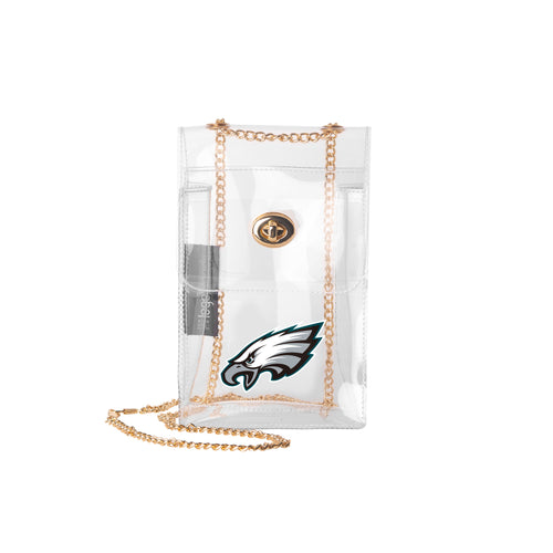 Clear essential bag with Philadelphia Eagles logo, designed for game day or stadium access, from Logo Brands.