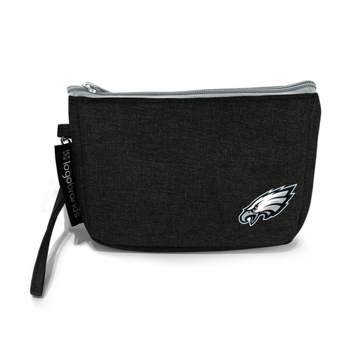 Philadelphia Eagles crosshatch wristlet bag by Logo Brands, featuring team logo and stylish design, perfect for fan accessories.