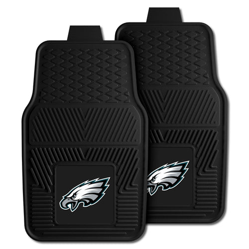 Philadelphia Eagles NFL vinyl car mat set featuring two auto mats with team logo and green accents for car interior decor.