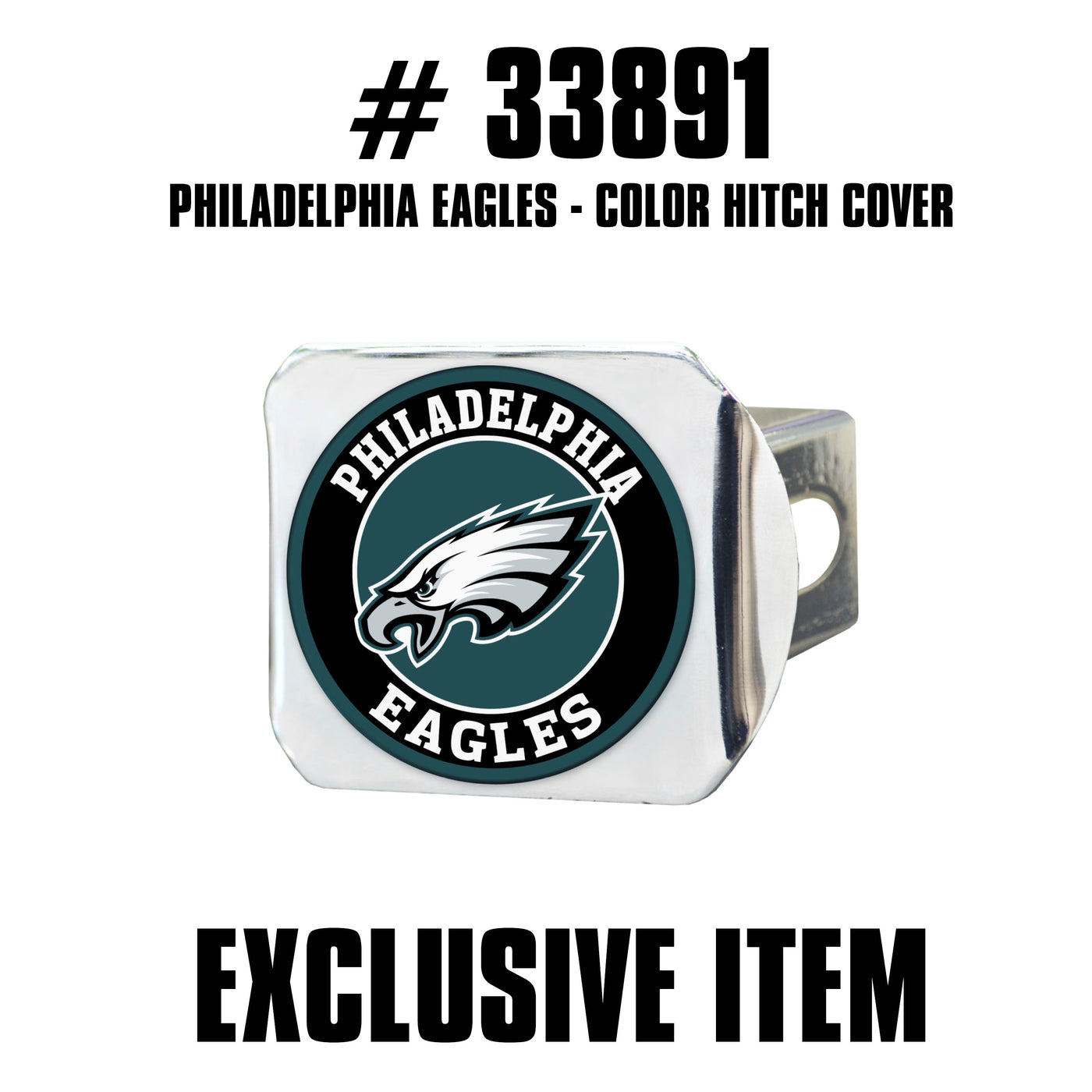 TRINITY NFL - Philadelphia Eagles Color on Chrome Hitch Cover