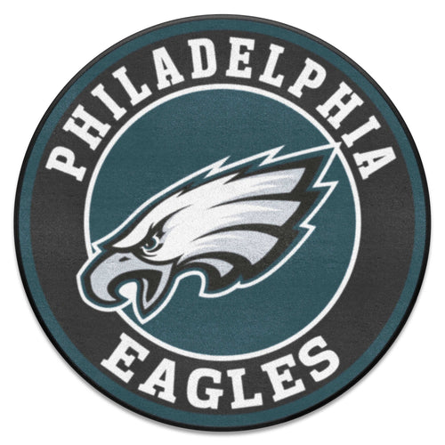 Philadelphia Eagles roundel mat featuring team logo and colors, perfect for sports fans and game day decor.