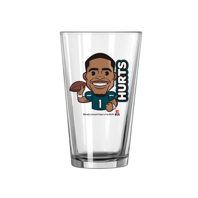 Philadelphia Eagles Jalen Hurts Caricature 16oz Pint Glass - Logo Brands