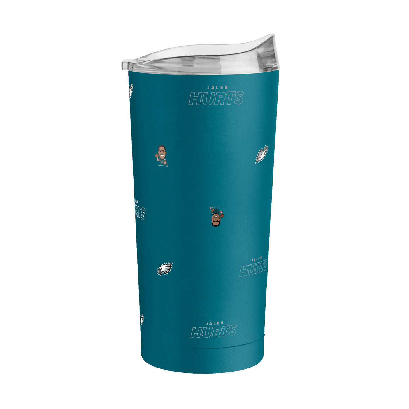 Philadelphia Eagles Jalen Hurts Caricature Step And Repeat 20oz Powder Coat Tumbler